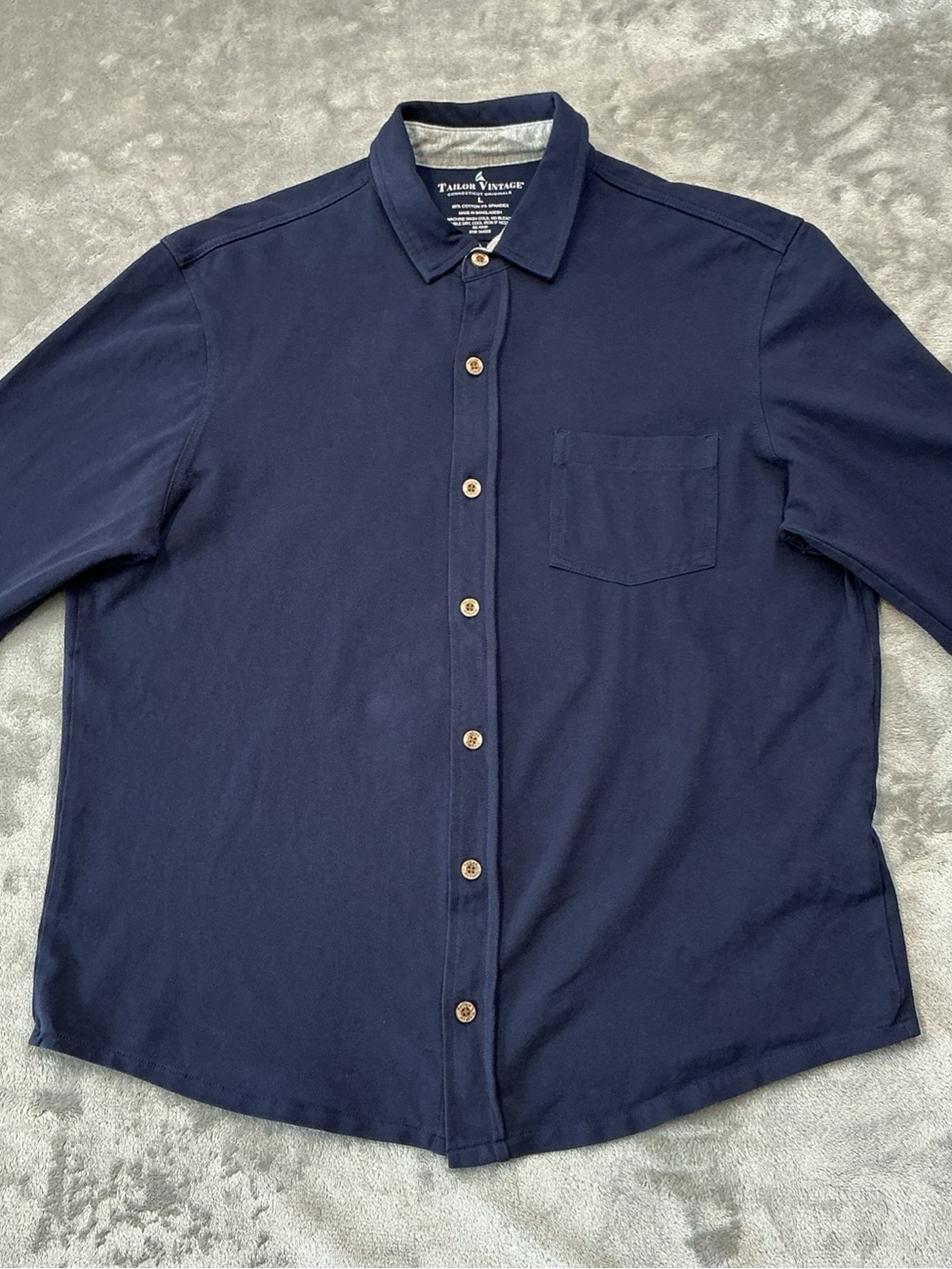 Tailor Vintage Connecticut Originals Button Up Long sleeve Shirt Mens Large Navy
